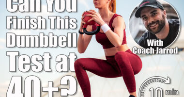 Attractive woman doing squats outdoor.If You Can Complete This Dumbbell Challenge at 40+, Your Strength Is Elite for Your Age. Cover