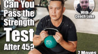 A focused Southeast Asian man in his 50s performs a goblet squat using a green kettlebell at an open-air gym. 7 Strength Moves That Prove Your Body Is Still Young After 45. Cover