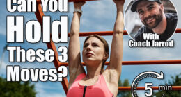 A young woman with vitiligo in a pink crop top does a pull-up on a monkey bar in a park on a sunny day.If You Can Hold These 3 Positions, Your Body Is Decades Younger. cover
