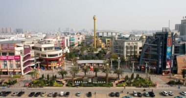 CHINA - APRIL 11: A view of the mall and surroundings at the South China Mall, in Dongguan, China, on Wednesday, April 11, 2007. The world's largest shopping center looks almost deserted on a recent afternoon. While schoolchildren ride the sidewinder and roller coaster, there are few shoppers and fewer tenants at South China Mall in central Dongguan, a city of 6 million north of Hong Kong. (Photo by Michael Lassman/Bloomberg via Getty Images)