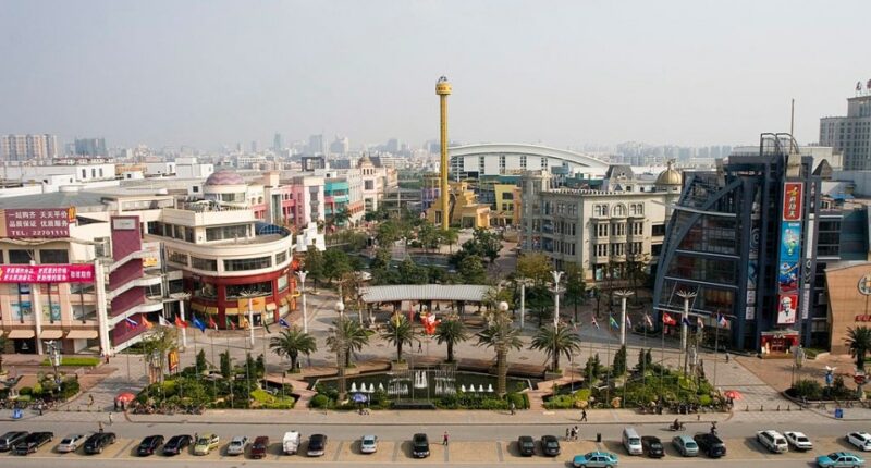 CHINA - APRIL 11: A view of the mall and surroundings at the South China Mall, in Dongguan, China, on Wednesday, April 11, 2007. The world's largest shopping center looks almost deserted on a recent afternoon. While schoolchildren ride the sidewinder and roller coaster, there are few shoppers and fewer tenants at South China Mall in central Dongguan, a city of 6 million north of Hong Kong. (Photo by Michael Lassman/Bloomberg via Getty Images)