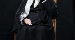 Ayatollah Ali Khamenei at a mourning ceremony.