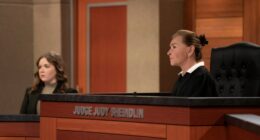 Judge Judy Sheindlin presiding over a trial.