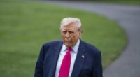 President Donald Trump leaving the White House.