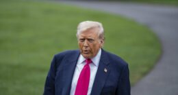 President Donald Trump leaving the White House.