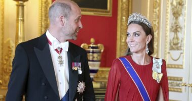 Kate Middleton wears striking scarlet gown for state banquet