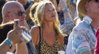 Kate Moss, 51, puffs on a vape and sips a beer at BST Hyde Park