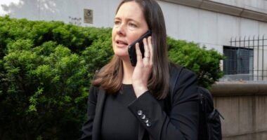 Assistant U.S. Attorney Maurene Comey on a phone call.