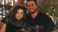 Naibel Benavides and Dillon Angulo at a restaurant.