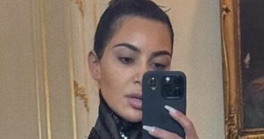 Makeup-free Kim Kardashian dares to bare in sheer Mugler corset look