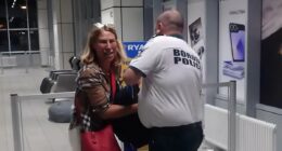 Moment Ryanair passenger SOBS after being stopped from boarding plane