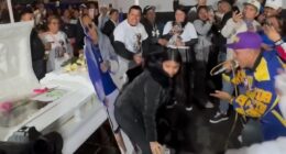 A widow twerking at her husband's funeral.