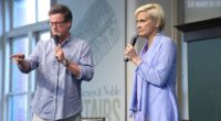 Mika Brzezinski and Joe Scarborough at a book signing for "Obsessed: The Fight Against America's (and My Own) Food Addiction".