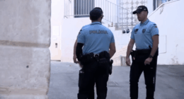 Two Portuguese police officers on patrol.