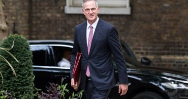 Peter Kyle, Secretary of State for Science, Innovation and Technology, walking to a meeting.