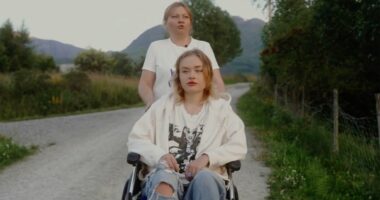 Maria Kovalchuk, an OnlyFans model, in a wheelchair with her mother.