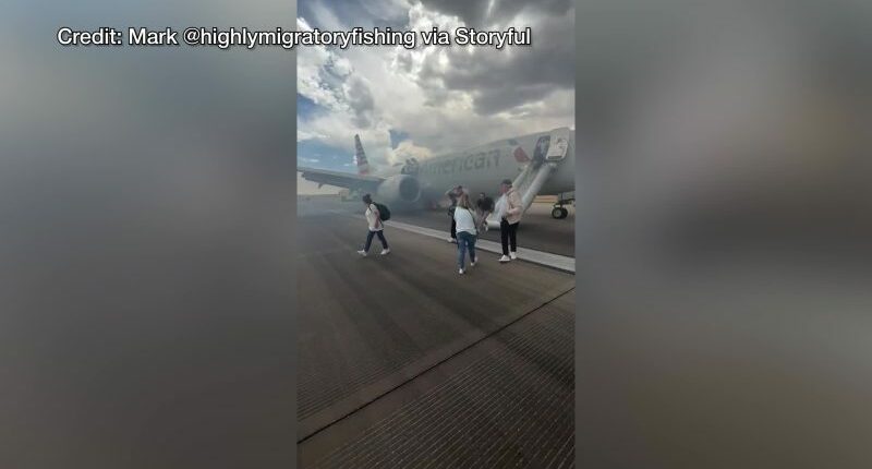 Passengers forced to evacuate American Airlines flight on runway due to tire issue: company