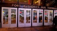 Port Authority Bus Terminal entrance in New York City.