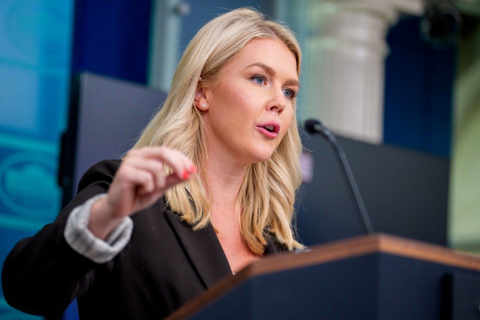 Karoline Leavitt at White House press briefing.