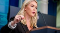 Karoline Leavitt at White House press briefing.