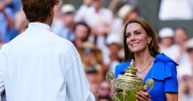 Princess Kate beams as she presents Wimbledon trophy to Jannik Sinner