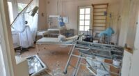 Damaged hospital ward after a missile strike.