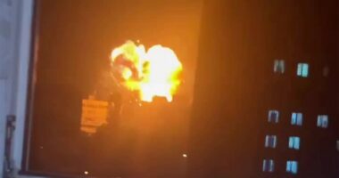 The moment a residential block in Kyiv is hit in Putin's army combined missile and drone attack
