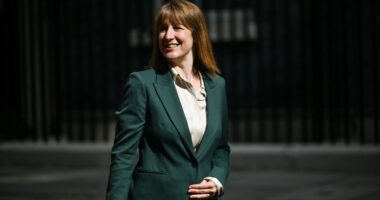 Rachel Reeves, British Chancellor of the Exchequer, walking in London.