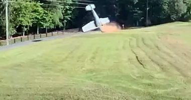 SEE IT: Small plane flips over in South Carolina backyard after pilot's deliberate maneuver