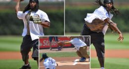 Saints Alvin Kamara gets do-over after bad first pitch at Wrigley Field before Cardinals-Cubs game