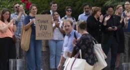 Senate Democrats join fired State Department employees to rally against layoffs