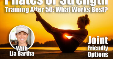 Woman exercising pilates in sunset. Teaser exercise. Strength Training vs. Pilates: Which Gets Better Results for Women Over 50? Cover