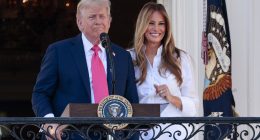 Stunned Melania flinches as Trump urges B2 pilots to reveal identities