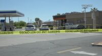 Crime scene at a Victorville convenience store.