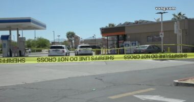 Crime scene at a Victorville convenience store.