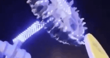 Amusement park ride at night.