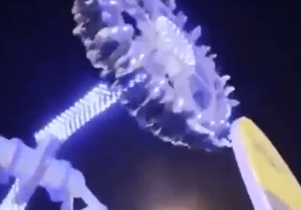 Amusement park ride at night.