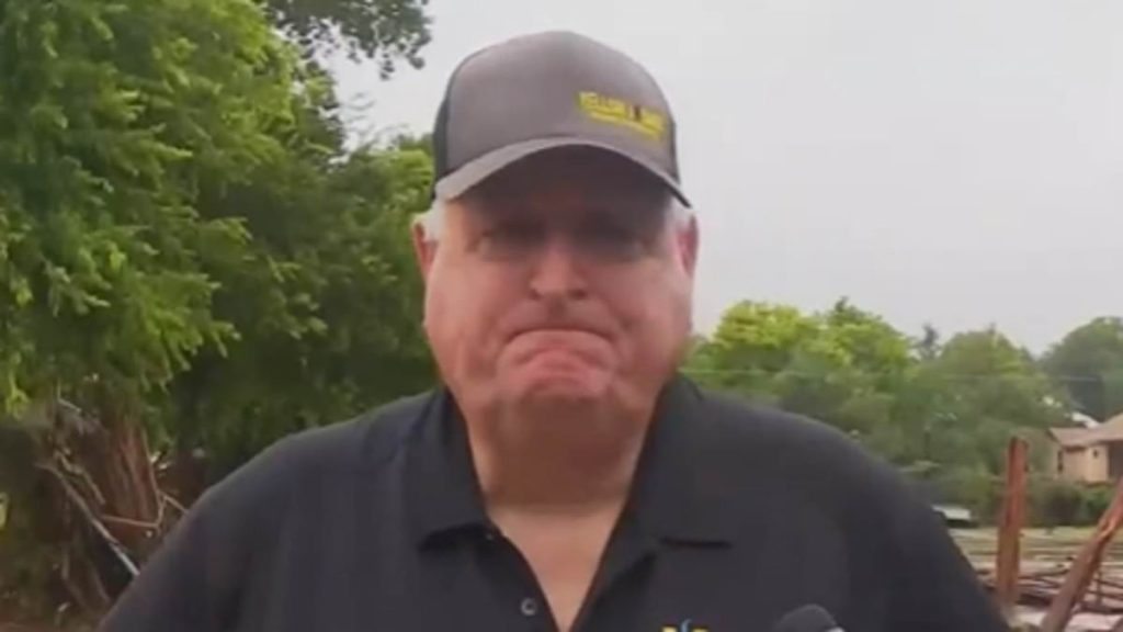 Texas rancher fights back tears describing flooded town's devastation