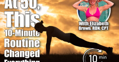 Girl doing push up exercise outdoors. The 10-Minute Daily Routine That Changed My Body at 50. Cover