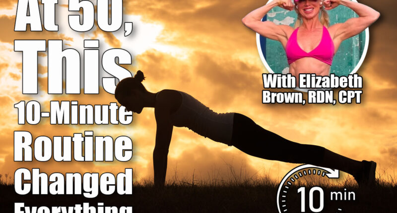 Girl doing push up exercise outdoors. The 10-Minute Daily Routine That Changed My Body at 50. Cover