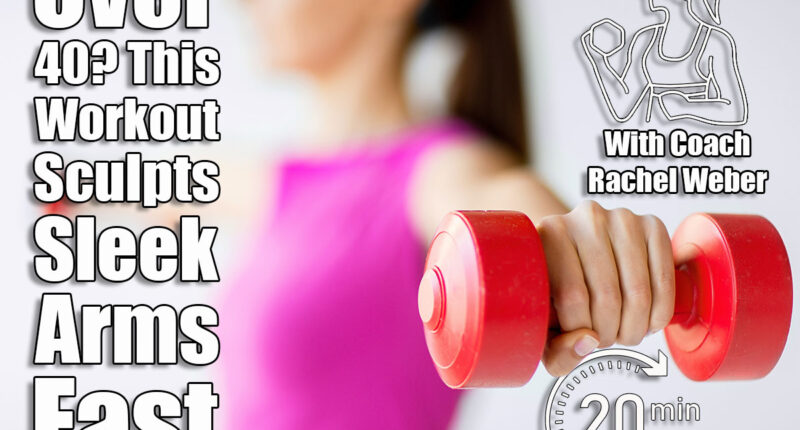 sport and recreation concept - sporty woman hands with light red dumbbells. The Only Arm Workout Women 40+ Need for Sleek, Toned Muscle. Cover