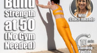 Sporty woman doing push off exercises against a wall. This 10-Minute Standing Routine Builds More Strength Than Gym Workouts After 50. Cover
