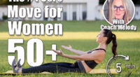 Beautiful young woman lying on a yellow mattress, pose while wearing a tight sports outfit in the park doing pilates or yoga, roll up intermediate exercises. This Is the #1 Core Move Trainers Swear By for Women Over 50. Cover