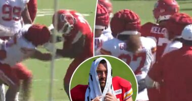 Travis Kelce helps break up Chiefs training camp fight