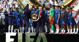 Trump bizarrely gatecrashes Chelsea's Club World Cup trophy lift