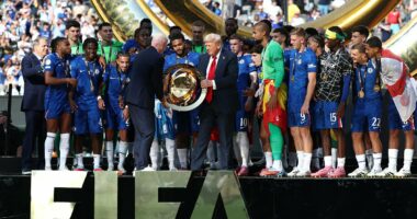 Trump bizarrely gatecrashes Chelsea's Club World Cup trophy lift
