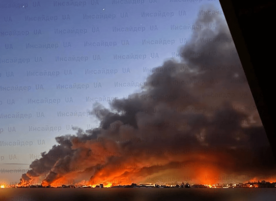 Large fire burning at night.