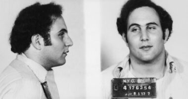 Police mug shot showing the front view and profile of convicted New York City serial killer David Berkowitz, known as the 'Son of Sam'. (Photo by Hulton Archive/Getty Images)