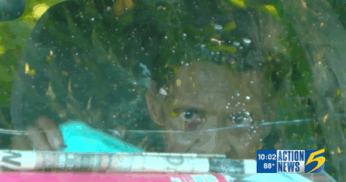 Person seen through a car window.