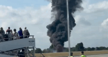 'Fireball' after plane crashes at London airport